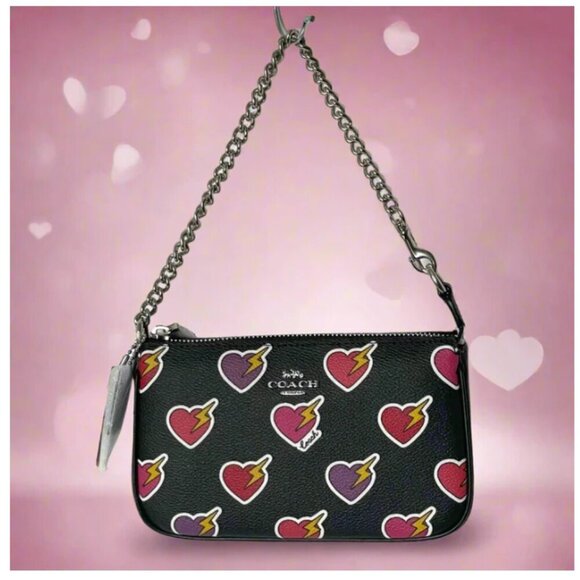 Coach Nolita 19 Shoulder Bag Heart Bolt Black Wristlet Clutch CW452 ORG PKG